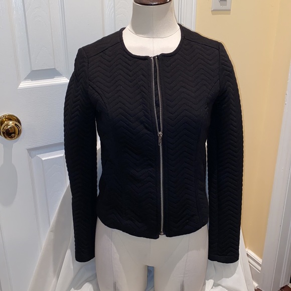 NWOT gorgeous black quilted jacked with silver zip - Picture 2 of 5